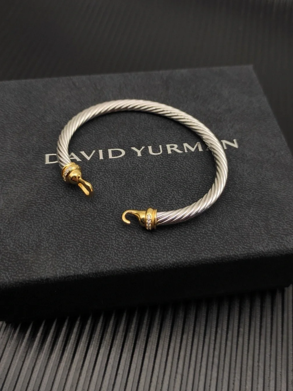 David Yurman Two-Tone Cable Bracelet - Silver & Gold